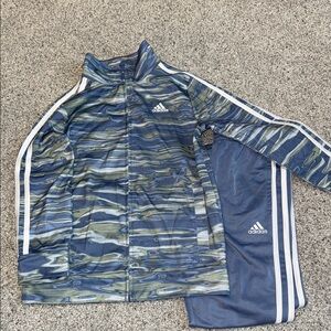 Adidas Kids Blue Camo Jacket & Pants Set - great condition